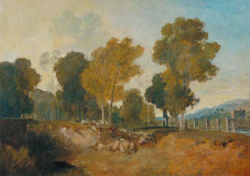 Joseph Mallord William Turner Trees beside the River, with Bridge in the Middle Distance China oil painting art